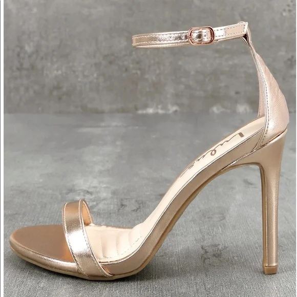 Lulu’s Loveliness Rose Gold Ankle Strap Heels - Size 8 - Picture 9 of 9